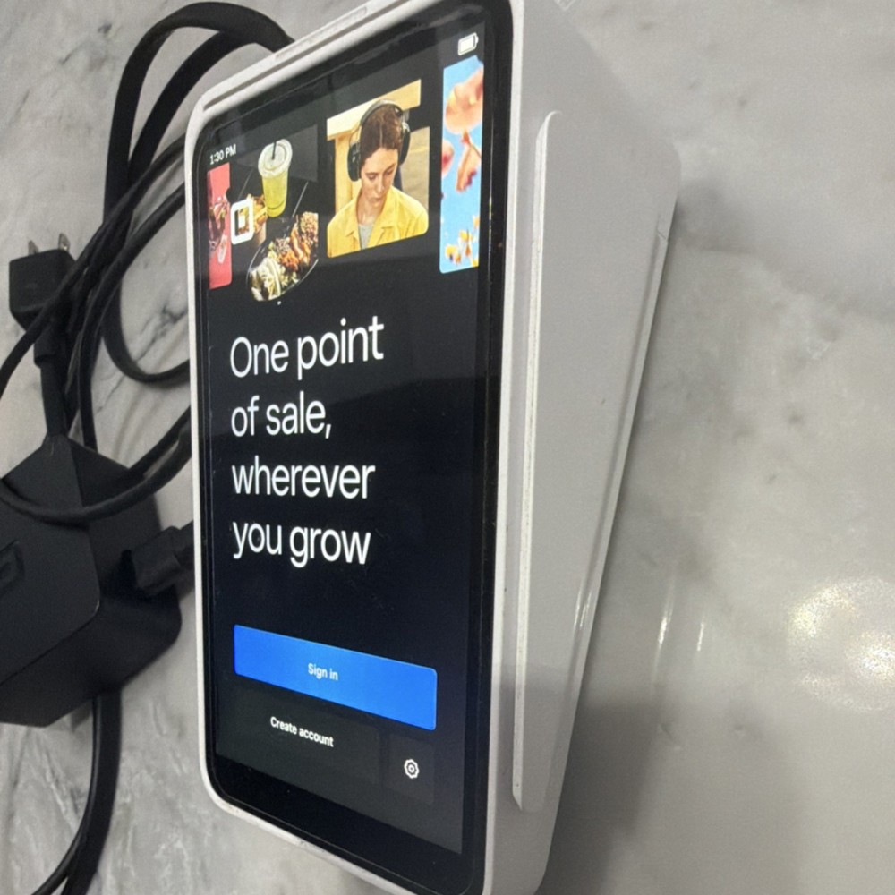 Square POS Terminal with Card Reader, Power Adapter, and Cable