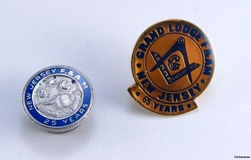 MASONIC 25 65 Years 2 Member Square Compass Lapel PINS