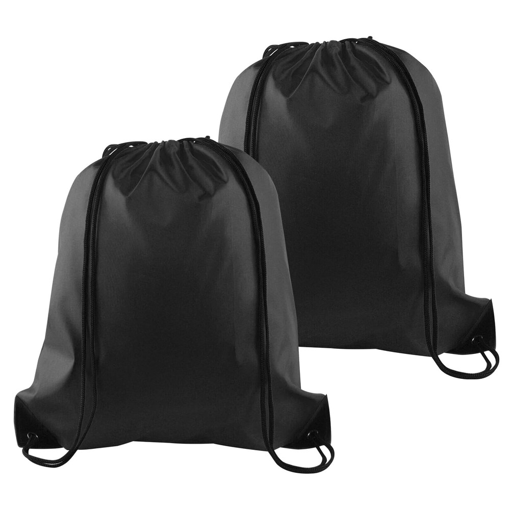 PLULON 2Pcs Drawstring Bags Bulk Black Backpack Standard,