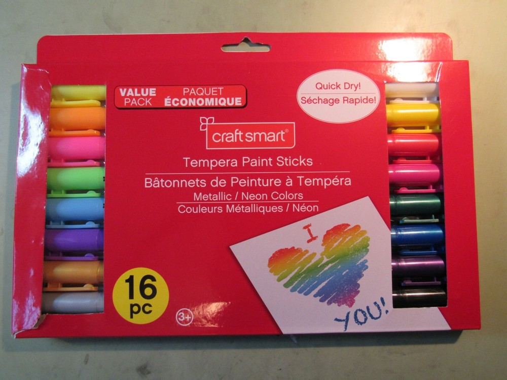 Craft Smart Tempera Paint Sticks 16 Piece Value Pack New in Packaging