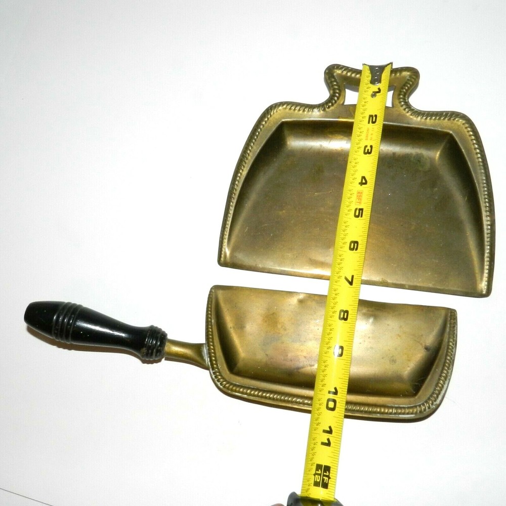 Vintage Antique Brass Crumb Catcher Dustpan & Scraper Wood Handle