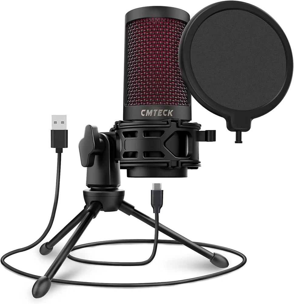 USB Desktop Microphone w/ Pop Filter & Mute LED for PC/Mac US