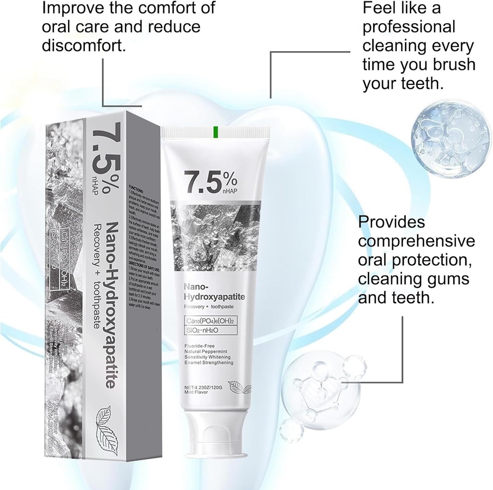 7.5% Hap Nano Hydroxyapatite Toothpaste Remove Deep Clean For Sensitive Teeth