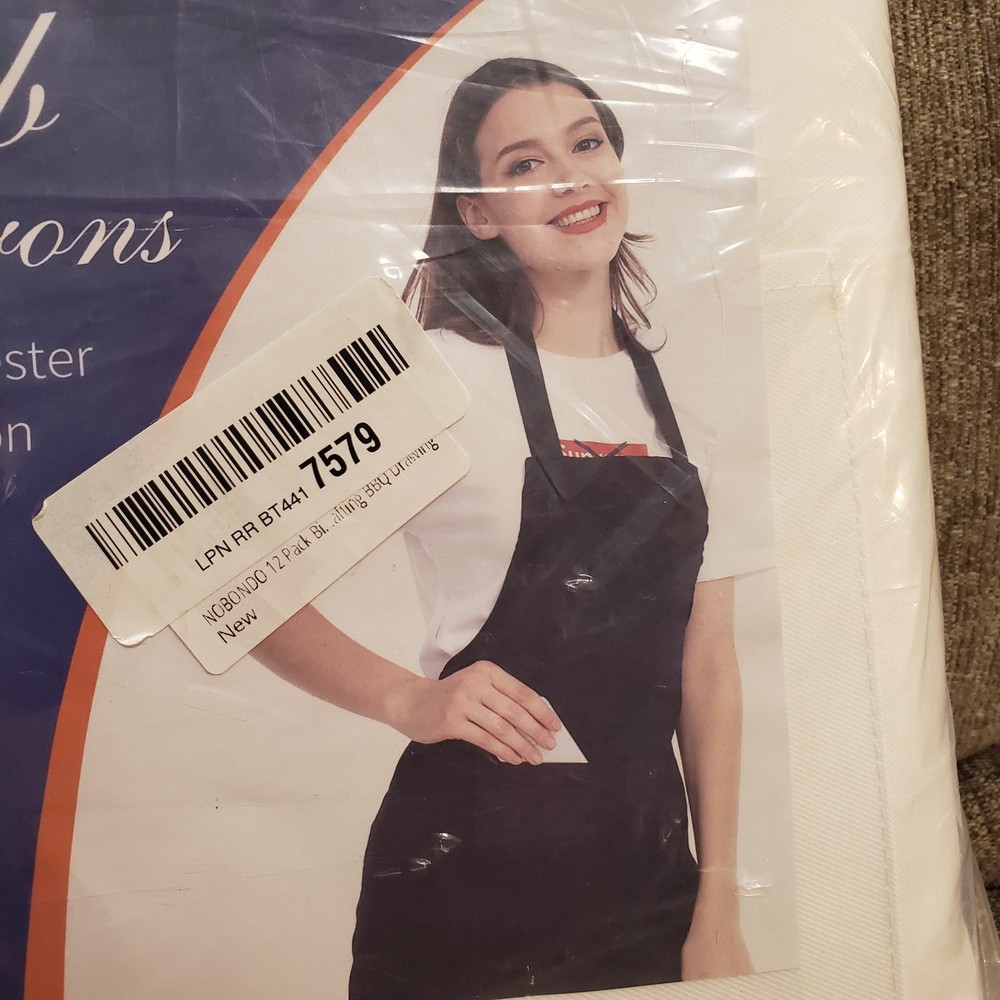 12 Pack White Bib Aprons 2 Pouch Restaurant Waiter Server