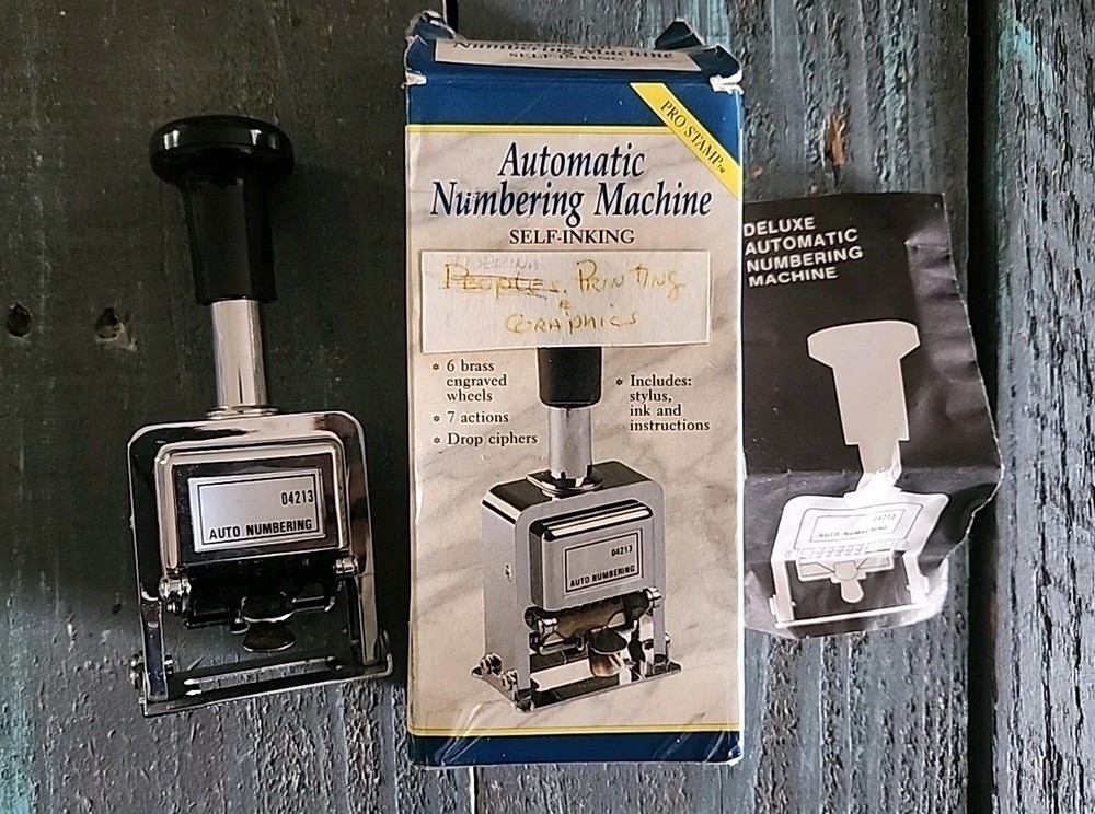 ROGERS AUTOMATIC NUMBERING STAMP MACHINE WITH BOX