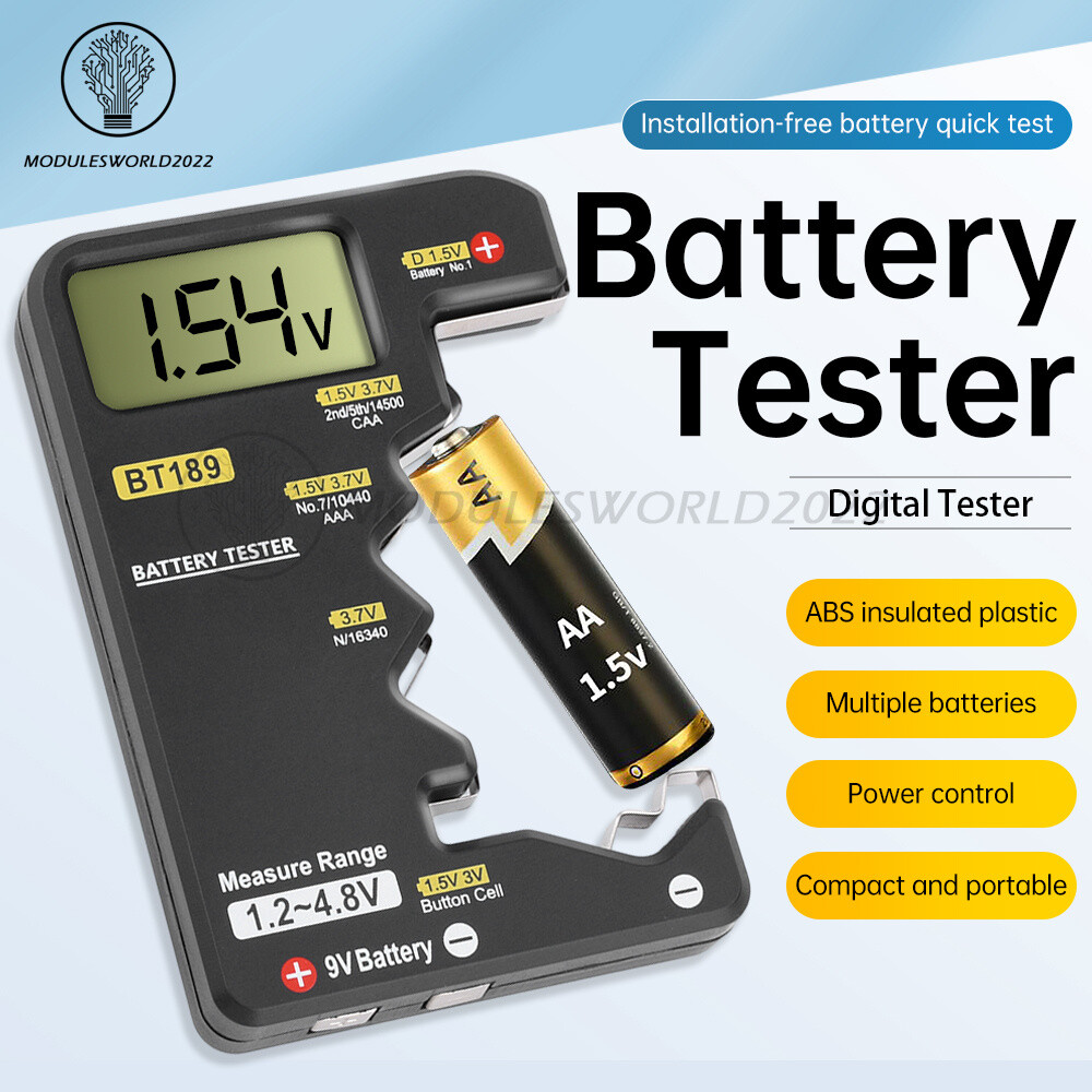 Digital Battery Tester Checker Electricity Indicator Universal AA, AAA 9V Button