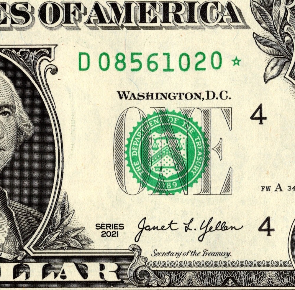 2021 D Star Note One Dollar Bill Regular Run Pack Note D08561020*
