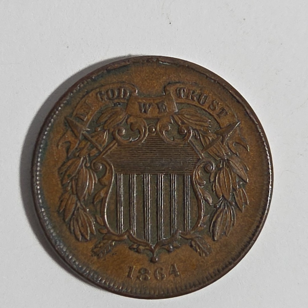 1864 Two Cent Shield .02. Super Sharp Extra Fine.