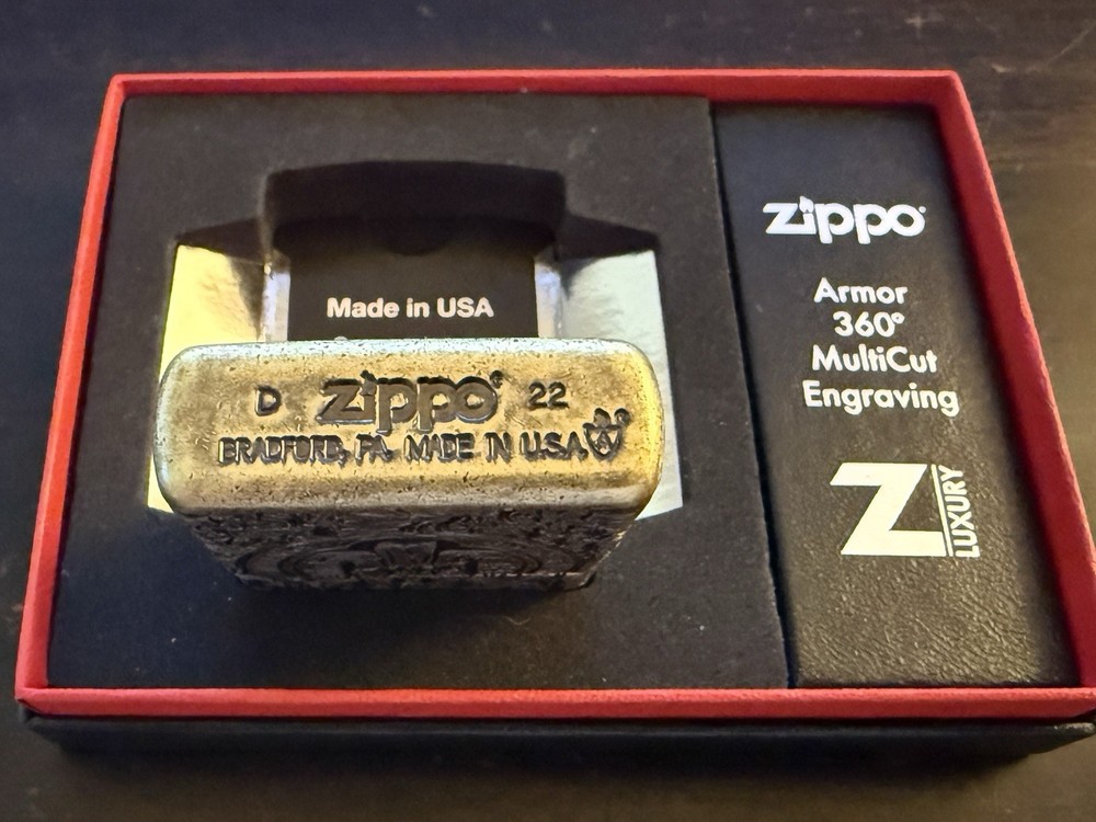 Zippo Lighter Armor Case St. Benedict Engraving 2022 Design