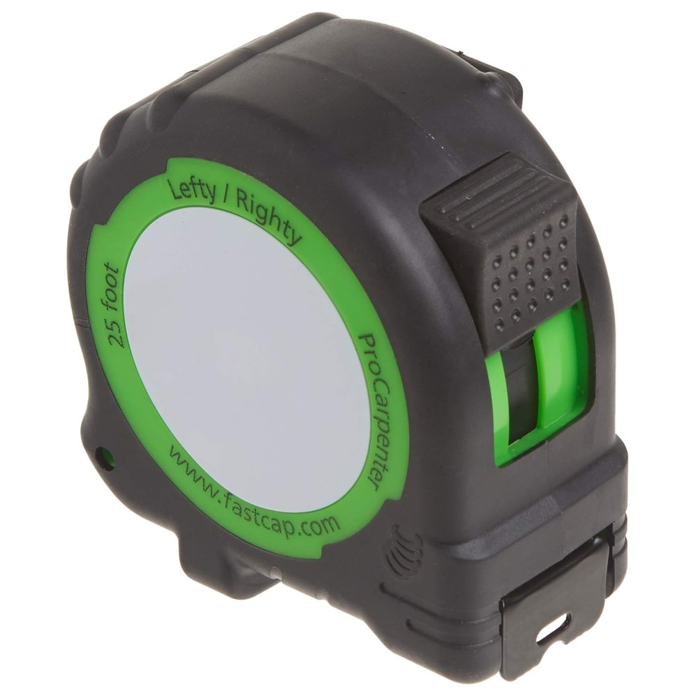 Compact 25-Foot Measuring Tape with Built-in Fastpad & Pencil Sharpener