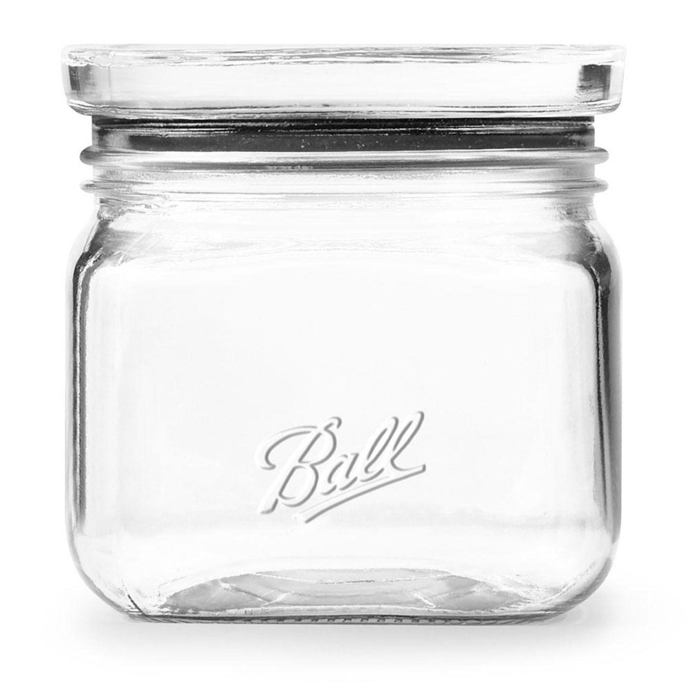 (2 pack Quart Glass Jar W/ Glass Lid 4 Cup Stackable Pantry Storage Container