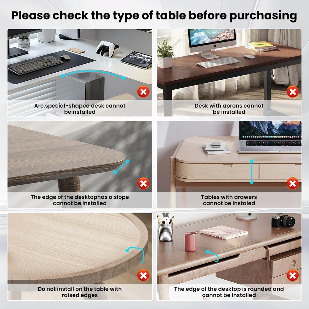 Keyboard Tray Under Desk, Pull Out Keyboard & Mouse Tray with Adjustable C-cl...