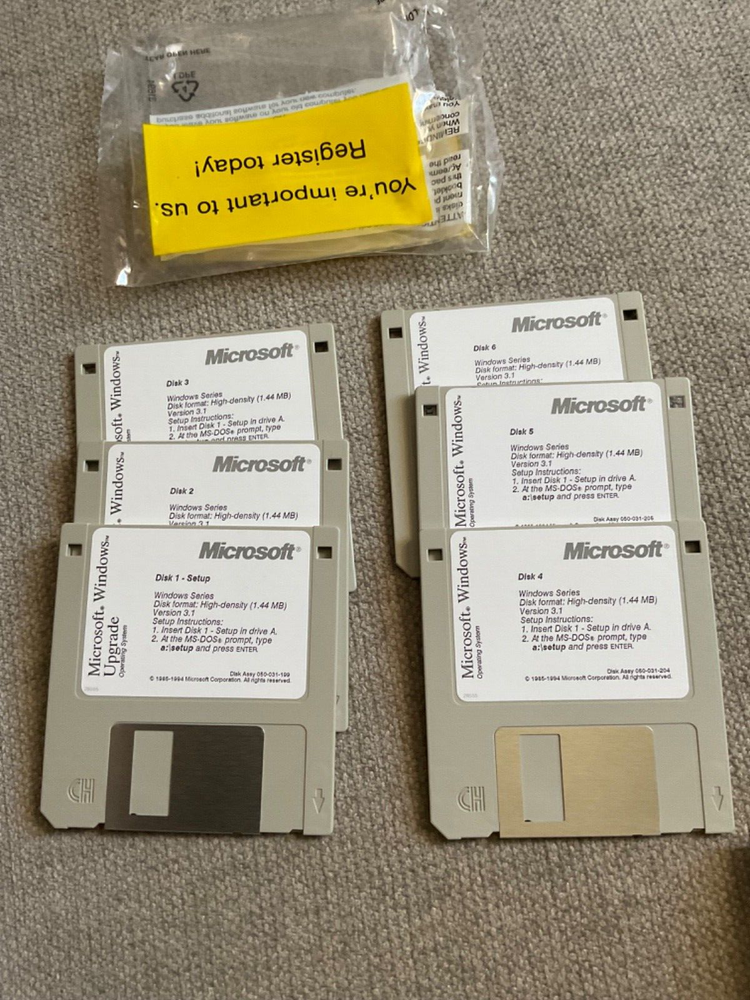 Microsoft Windows Operating System Software Version 3.1 3.5" Disks See Pics Vtg