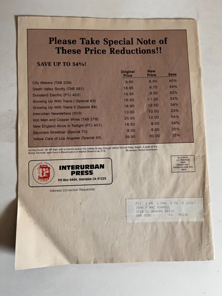 Interurban Press - Fall 1989