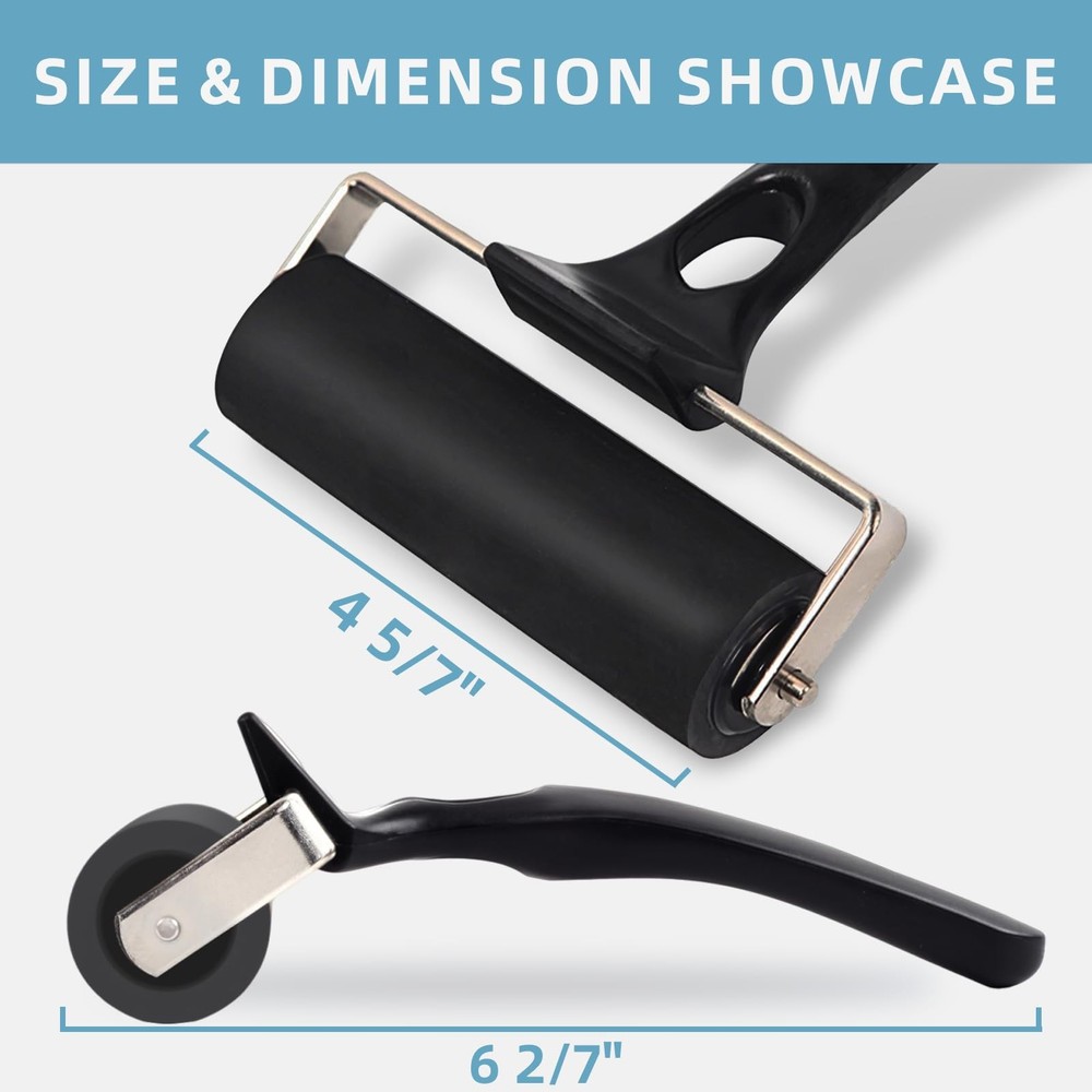 Rubber Roller Brayer for Crafting - Ink Roller Tool for Printmaking, Glue, Bl...