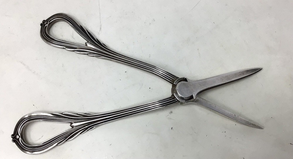 Vintage Silver Plated Grape Trim Scissors, Shears England