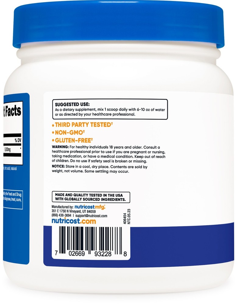 Nutricost L-Glutamine Powder (500G) (Blue Raspberry)