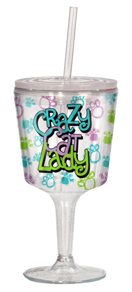 Spoontiques Crazy Cat Lady Goblet, Multi Colored