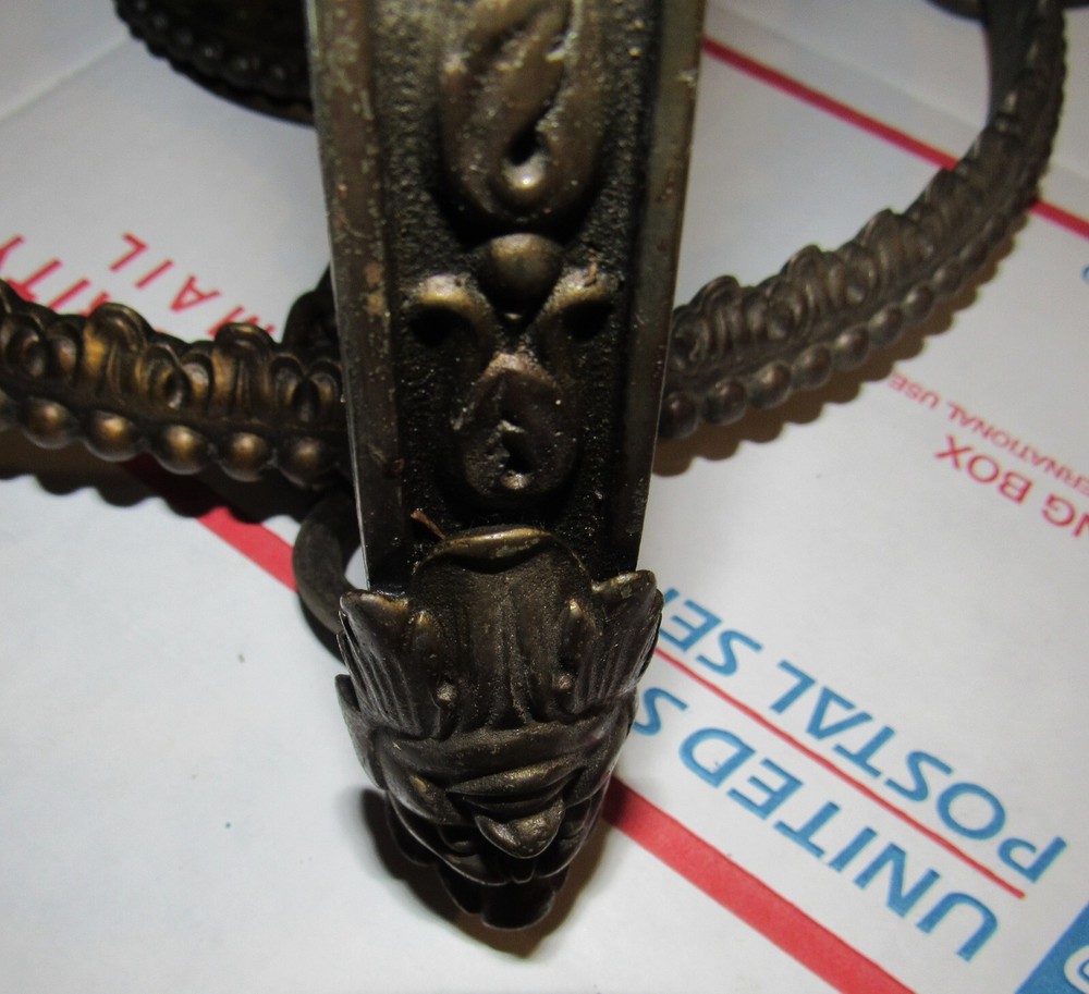 ANTIQUE BRONZE GOTHIC HANGING LIGHT WITH 4 DEVIL HEADS