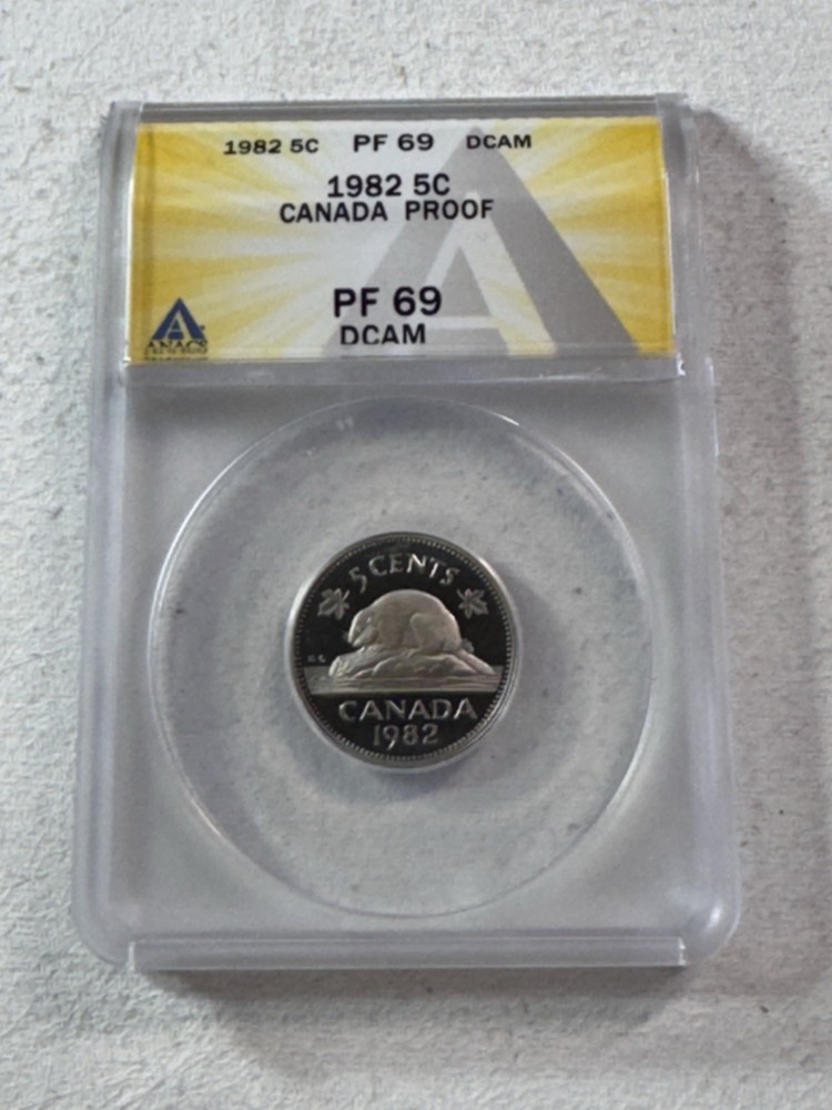 1982 Canada 5 Cents Proof Graded PR 69 DCAM by ANACS
