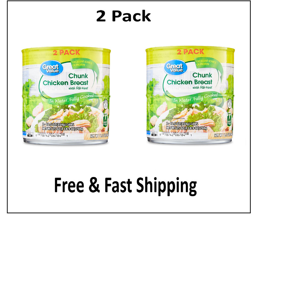 Great Value Chunk Chicken Breast, 12.5 Ounce Can (2 Count) each, 2 Pack