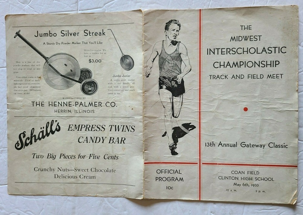 1933 Midwest Interscholastic Championship track & Field Meet Program, Clinton HS