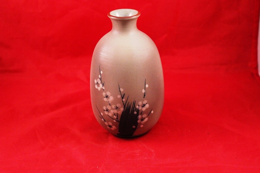 Unique 5" Ceramic Bud Vase Brushed Exterior Floral Decor Signed