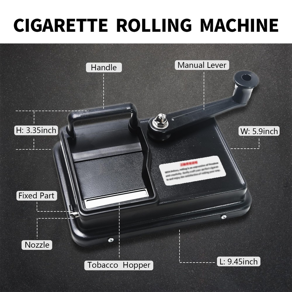 Cigarette Rolling Machine, Manual Cigarette Roller, Portable Black Rolling Ma...