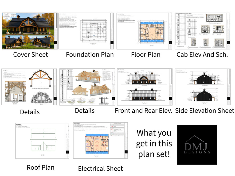 2400 Sqft Modern Barndominium 4bd/2.5ba - Construction Plans - PDF