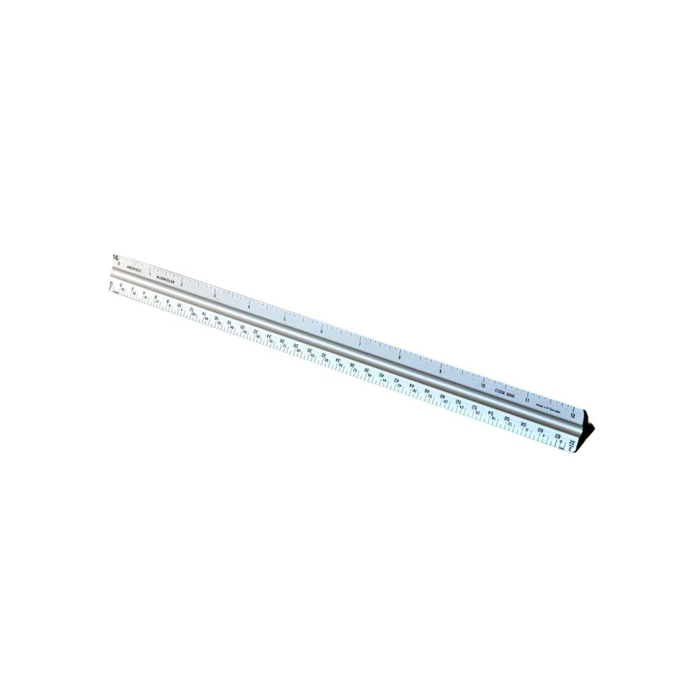 Alumicolor Aluminum Architect Solid Drafting Scale, 12IN, Silver 12 Inch