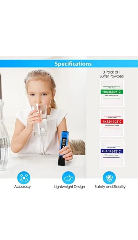 PH Meter 0.01 High Accuracy Pocket Size with 0-14 PH Testing Range PH Tester