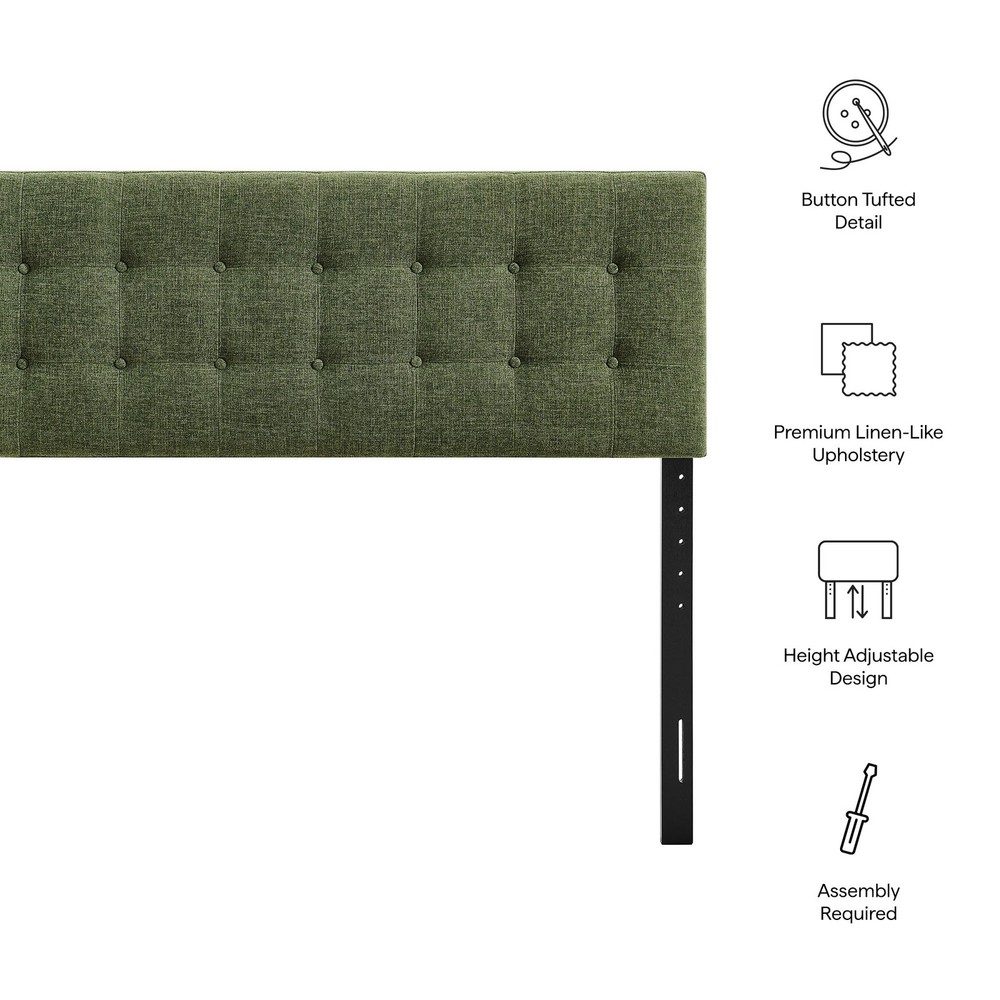 Emily Fabric Upholstered King Size Headboard in Foliage