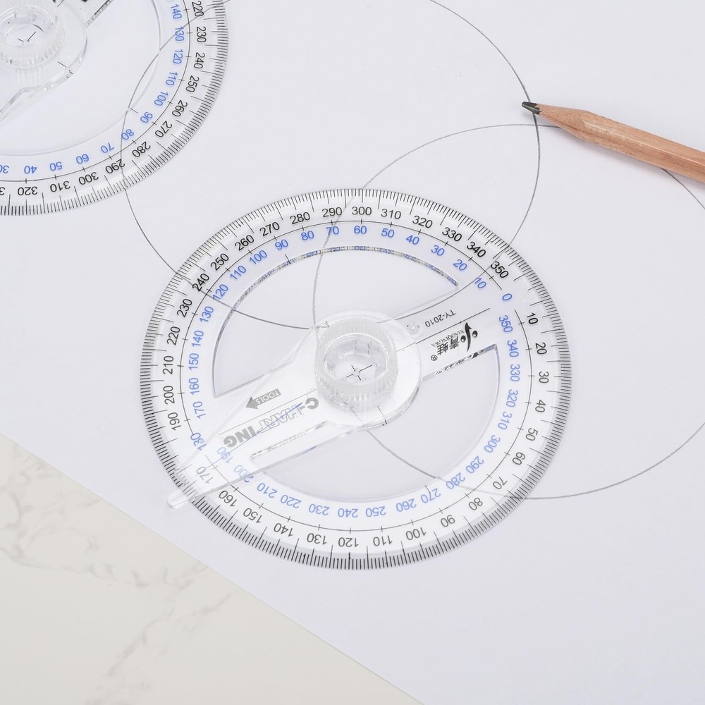 360° Protractor Set (20-Pack) – Clear Plastic Math Protractors for Geometry, ...