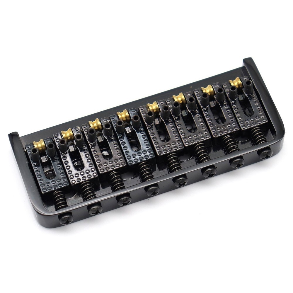 Metal 8 Strings Fixed Hardtail Electric Guitar Roller Bridge Tailpiece Black