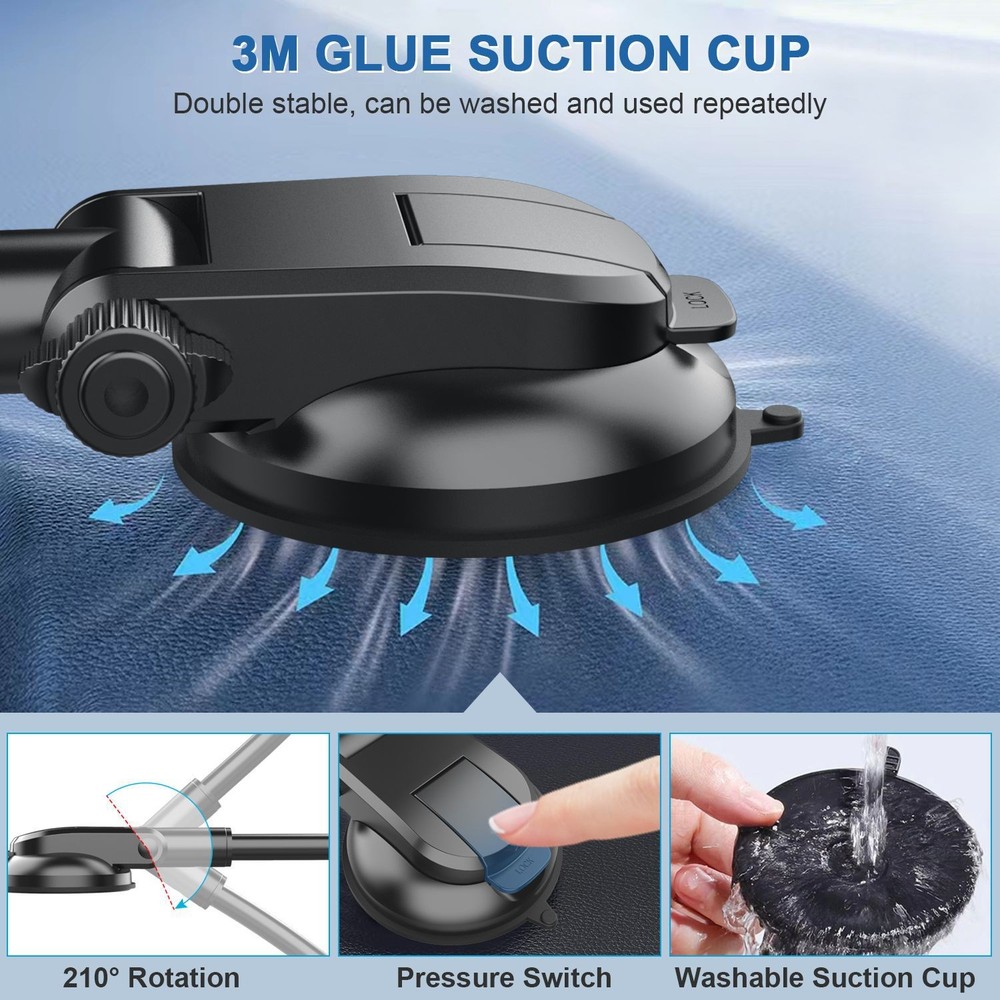 360° Car Universal Mobile Phone Holder Black Dashboard Suction Mount Windscreen