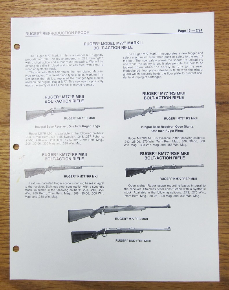 Ruger M77 MK II Production Proof Sheet