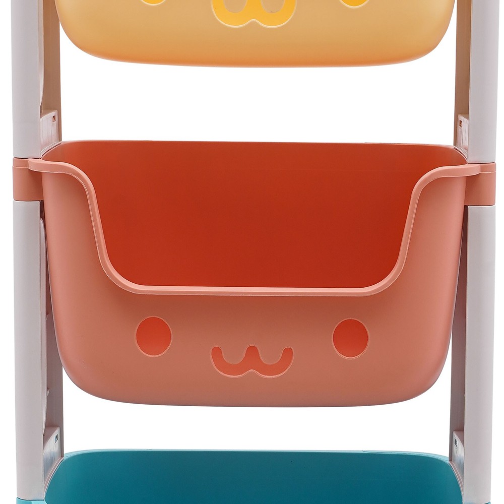 Storage Organizer, 3-Tier Stackable Rolling Cart, Storage Bins Organizer+Wheels