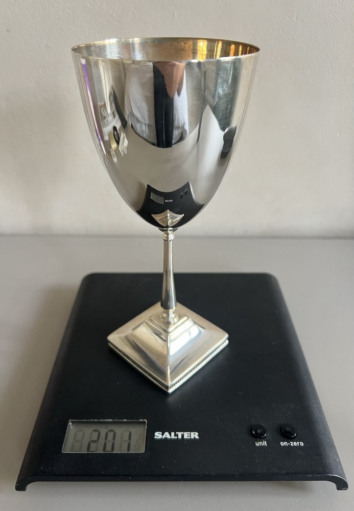 Antique Large Solid Silver Goblet Cup 19cm Tall Rare Design