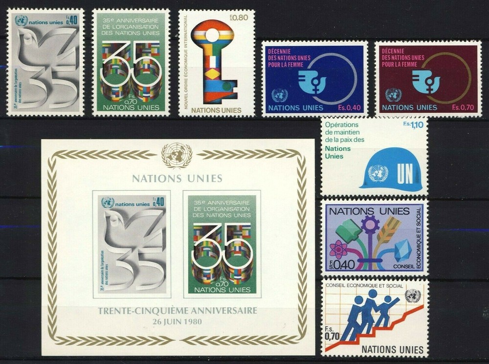 UN - GENEVA . 1980 Year Set (89-97) . Mint Never Hinged