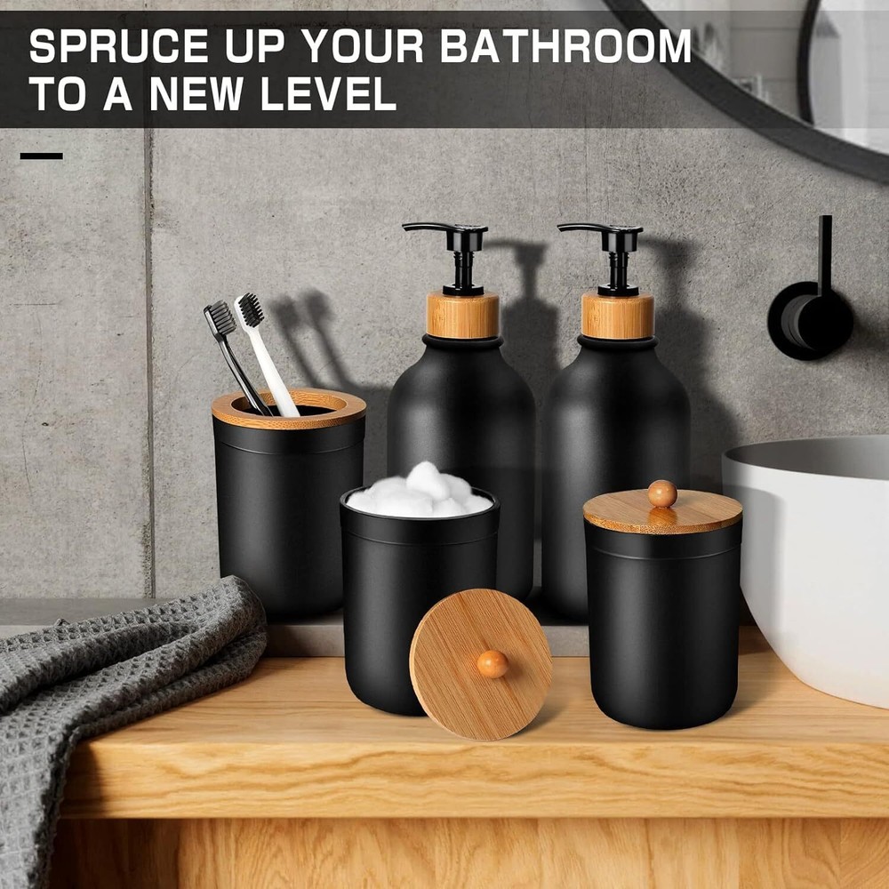 Black Bathroom Accessories Set 5 Pcs, Matte Accessories,