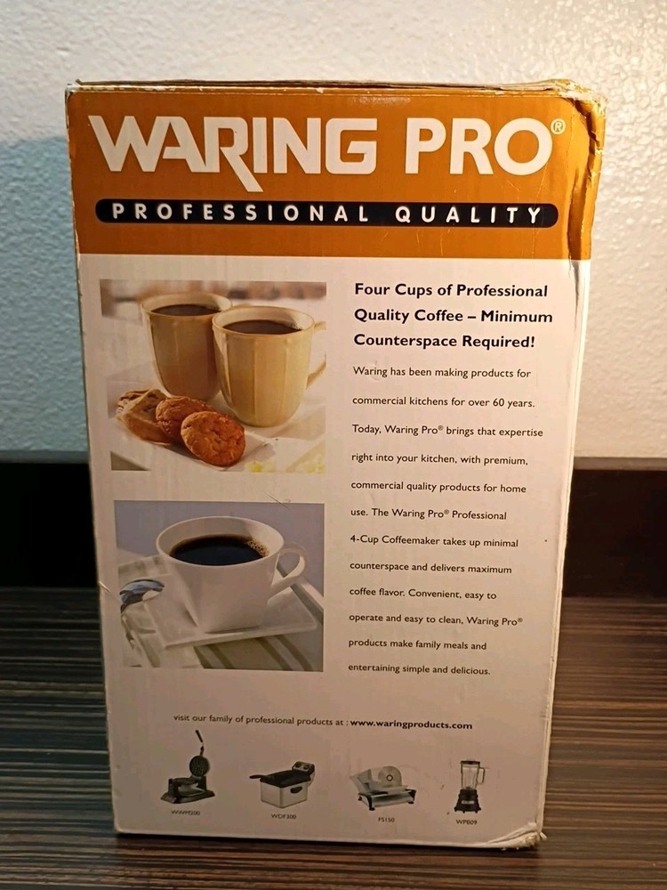 WARING PRO PROFESSIONAL QUALITY 4 CUP COFFEEMAKER WTCM16PC