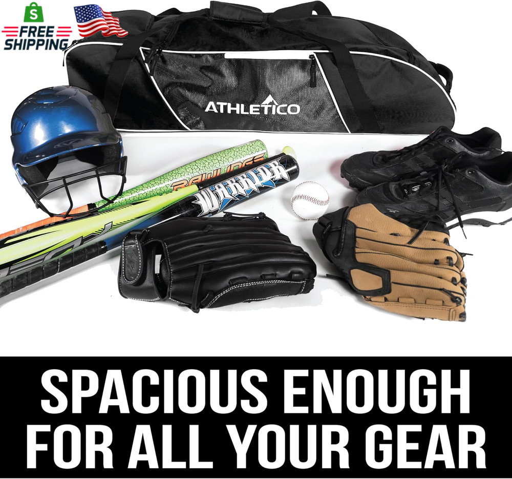Athletico Rolling Baseball Bag Black