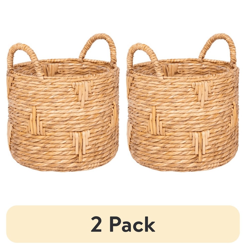 Athena 12" Round Bulrush Basket Planter