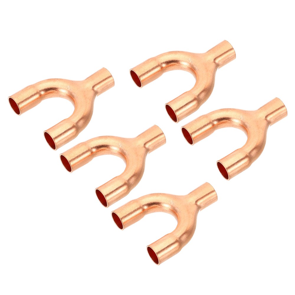 1/4" ID Tee Y Type Copper Fitting, 5 Pcs Pipe Fitting Welding Connection