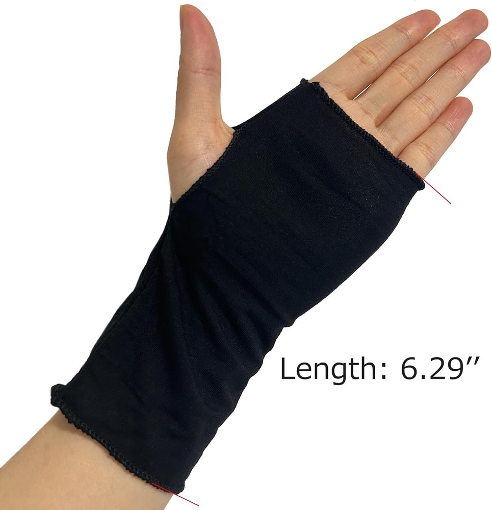 Wrist Sleeve Under Splint Hand Sock(4 Pack) Modal Short Version-black
