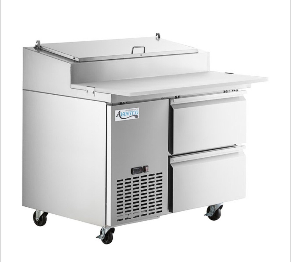 Avantco ssppt-1a 2 drawer refrigerated pizza prep table