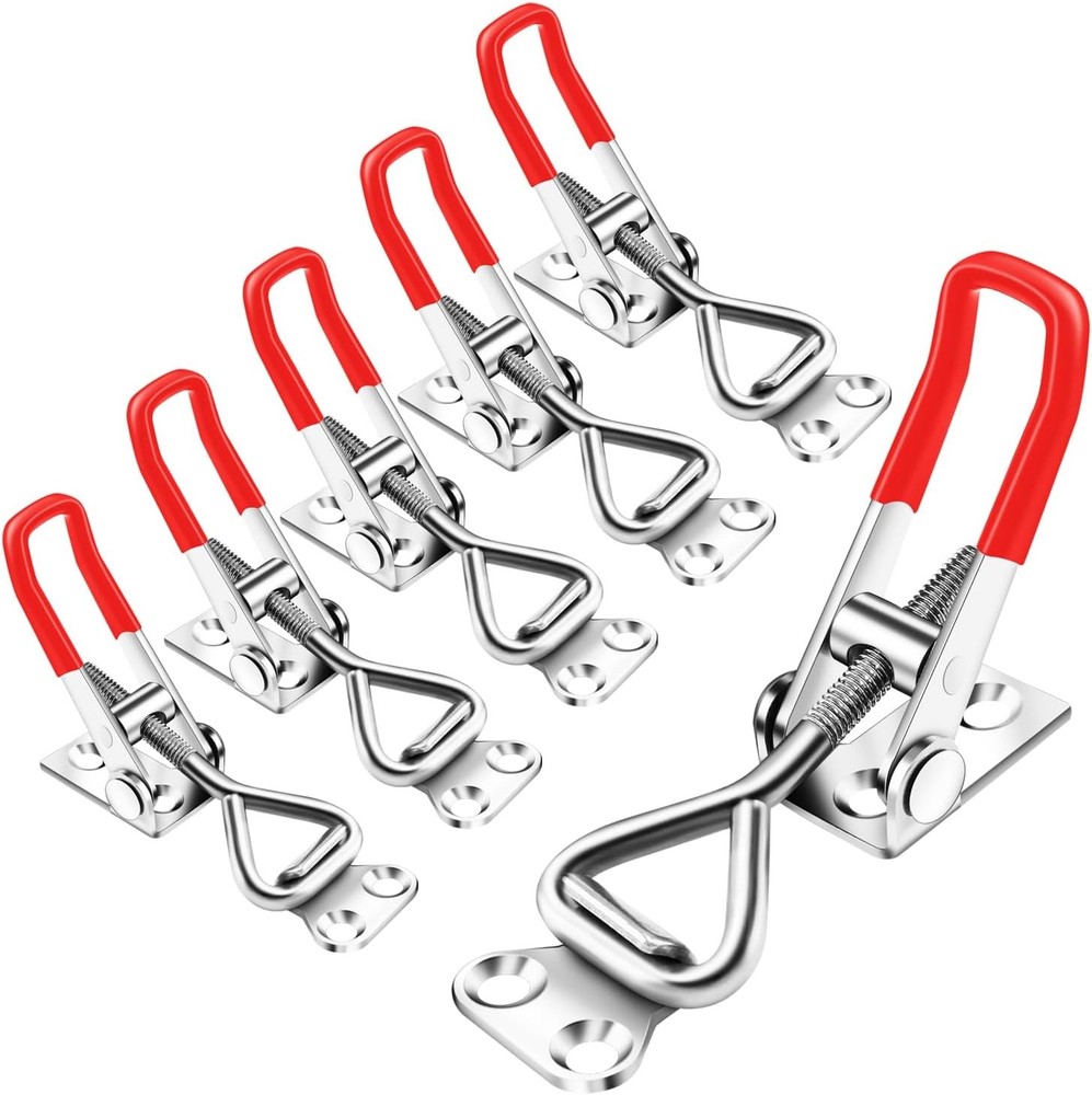 6 Pack Adjustable Toggle Latch Clamp 4001, Silver, 330Lbs Holding Silver