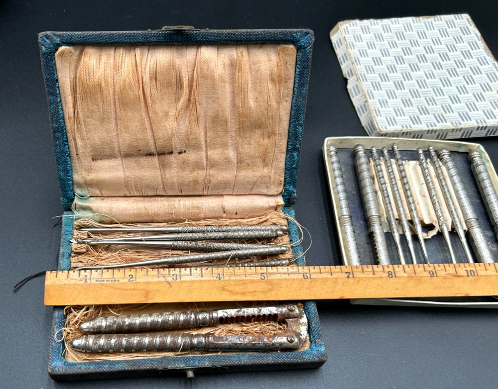 2 Vintage HMQ Metal Nut Cracker Sets. One Case