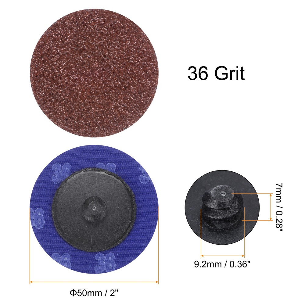 25pcs 2" 36 Grit Quick Change R-Type Sanding Discs Aluminum Oxide