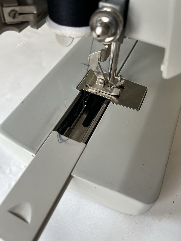 Vintage Singer Tiny Tailor Grey And Maroon Sewing Machine, Works!